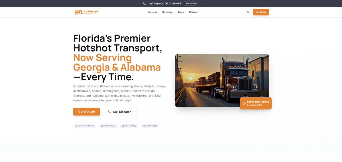 Náhled webu 1stattempt.com — Doprava a logistika